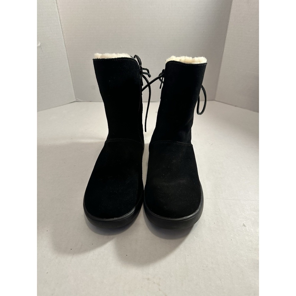 Koolaburra  By UGG Shazi Suede Tie Back Short Boots Black Women Size 6 Round Toe